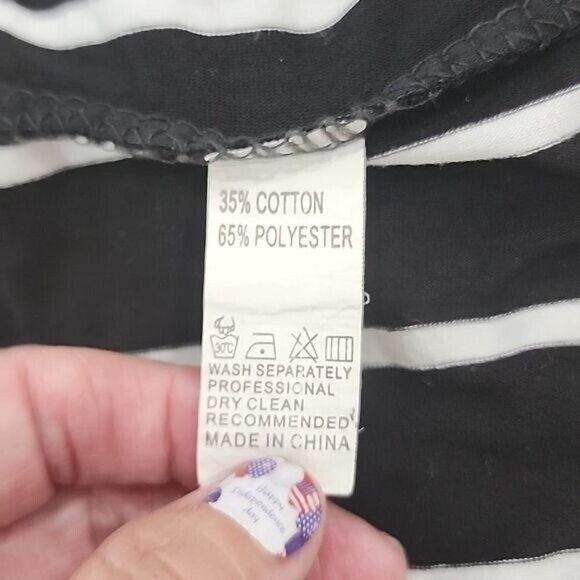 Hount sleeveless Maxi Dress Black/White Striped pockets Small - Picture 5 of 8